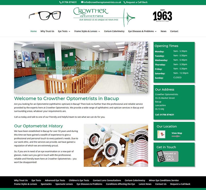 New Website Design For Bacup Opticians - Crowther Optometrists